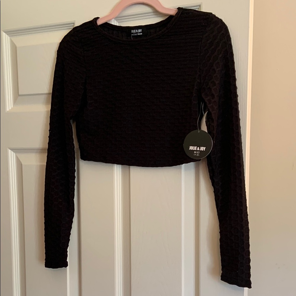 Jolie & Joy Black Textured Women's Blouse